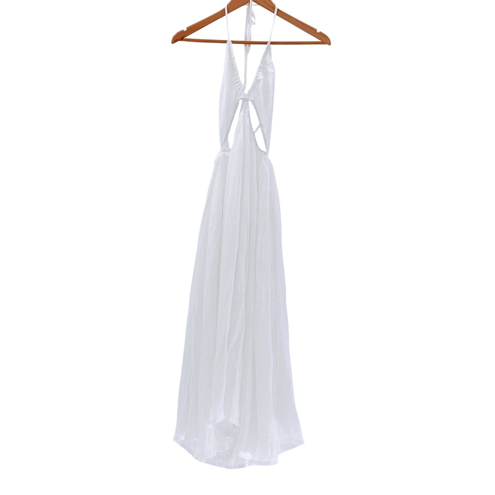 Hello Molly Dress Midi Women Medium‎ White Halter Cutout Flowy sleeveless New